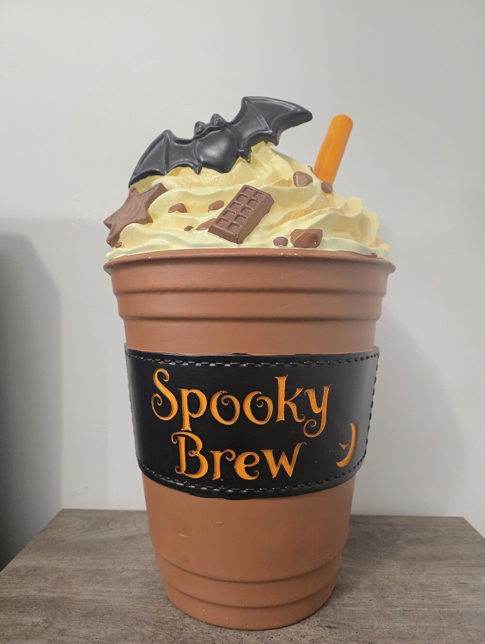 Viral Spooky Brew Halloween Stool Decor Coffee Cup Bat Chocolate Stool